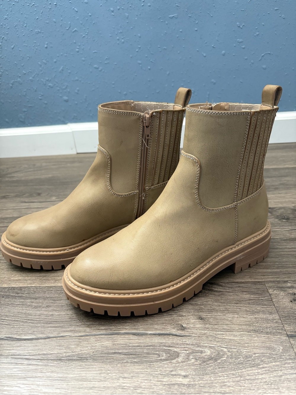 Time and Tru Tan Chelsea-Style Lug Sole Ankle Boots
